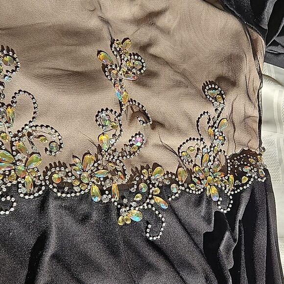 Rianna Couture Women's Formal Beaded Maxi Dress With Front Slit Size 16 Black - Picture 14 of 16